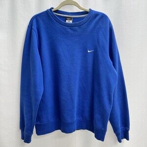 Vtg Nike Embroidered Mini Swoosh Blue Sweatshirt 90’s Large Grunge